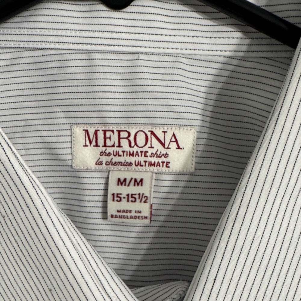 Merona Men's Dress Shirt - Light Gray Stripes - Picture 3 of 3